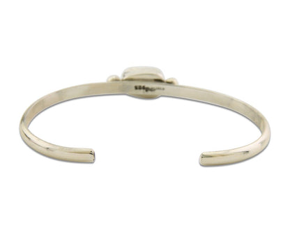 Navajo Bracelet .925 Silver Mediterranean Red Coral Cuff Native Artist C.80's