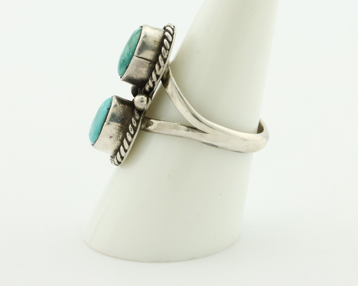 Navajo Ring 925 Silver Natural Blue Turquoise Native Artist Signed AG C.80's
