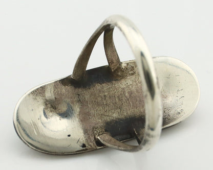 Navajo Ring 925 Silver Natural Blue Turquoise Native American Artist C.80's