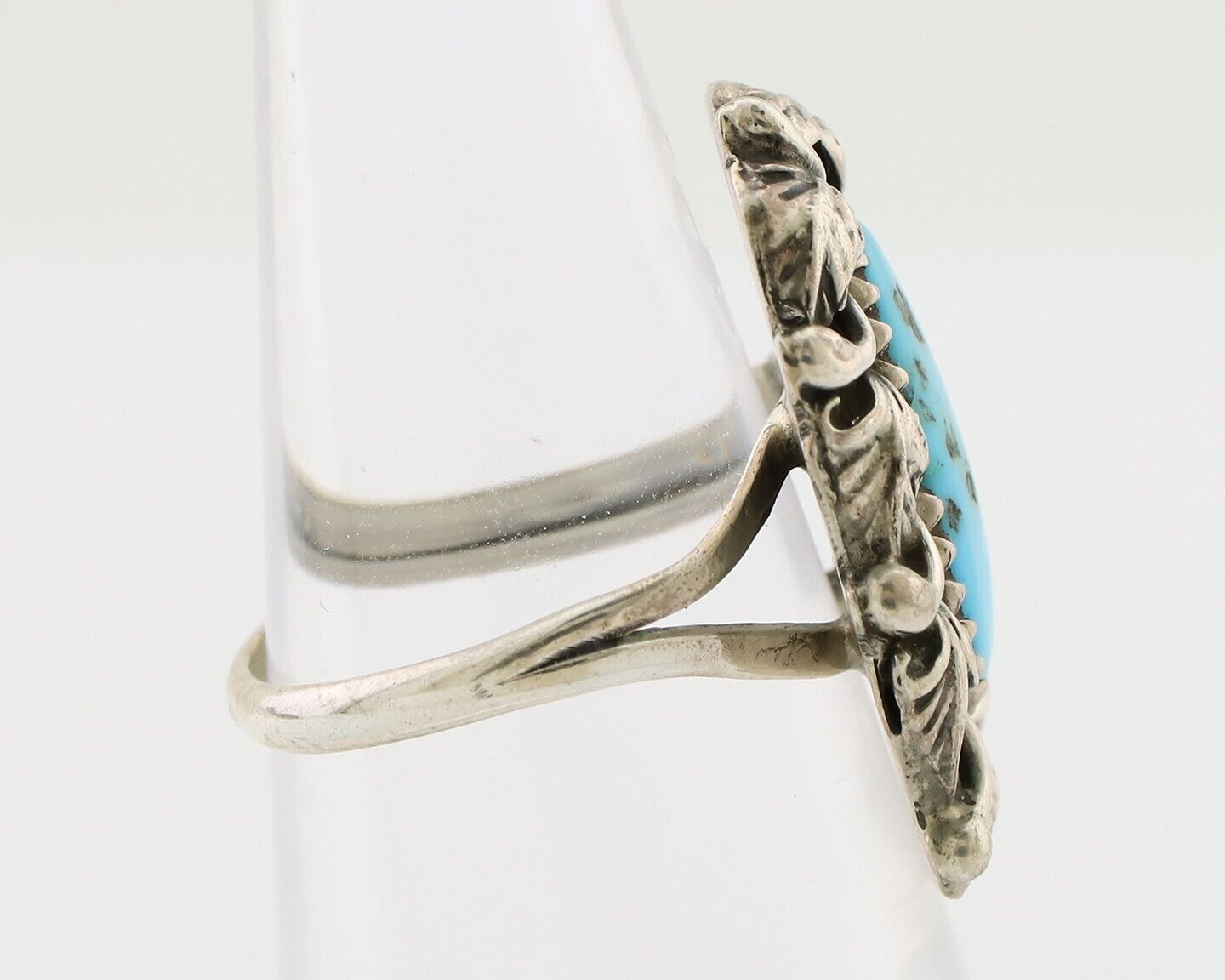 Navajo Handmade Ring 925 Silver Blue Turquoise Native American Artist C.80's