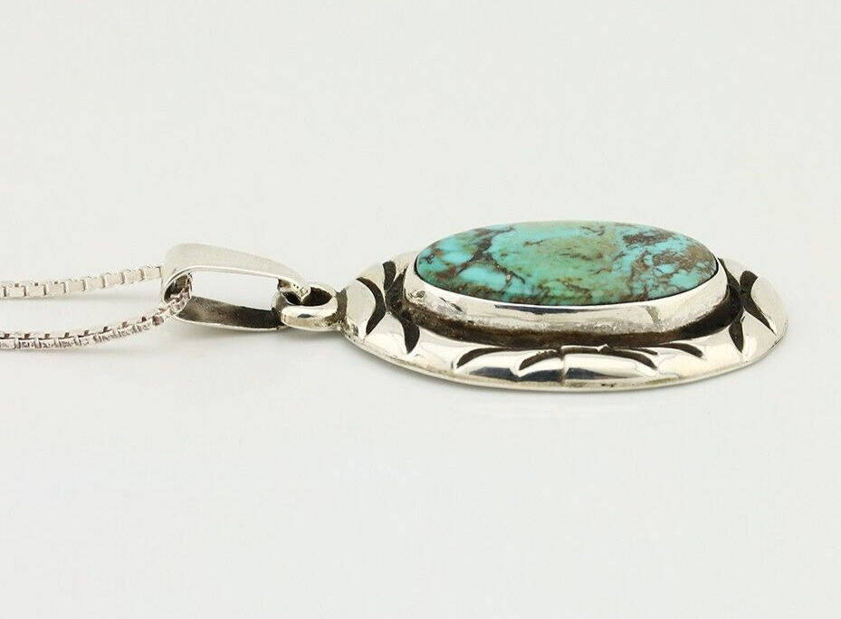 Navajo Necklace 925 Silver Kingman Turquoise Signed C Montoya C.80's