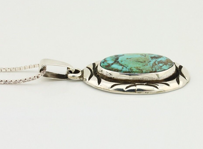 Navajo Necklace 925 Silver Kingman Turquoise Signed C Montoya C.80's