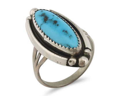 Navajo Ring .925 Silver Sleeping Beauty Turquoise Signed SkyStone Creations C80s