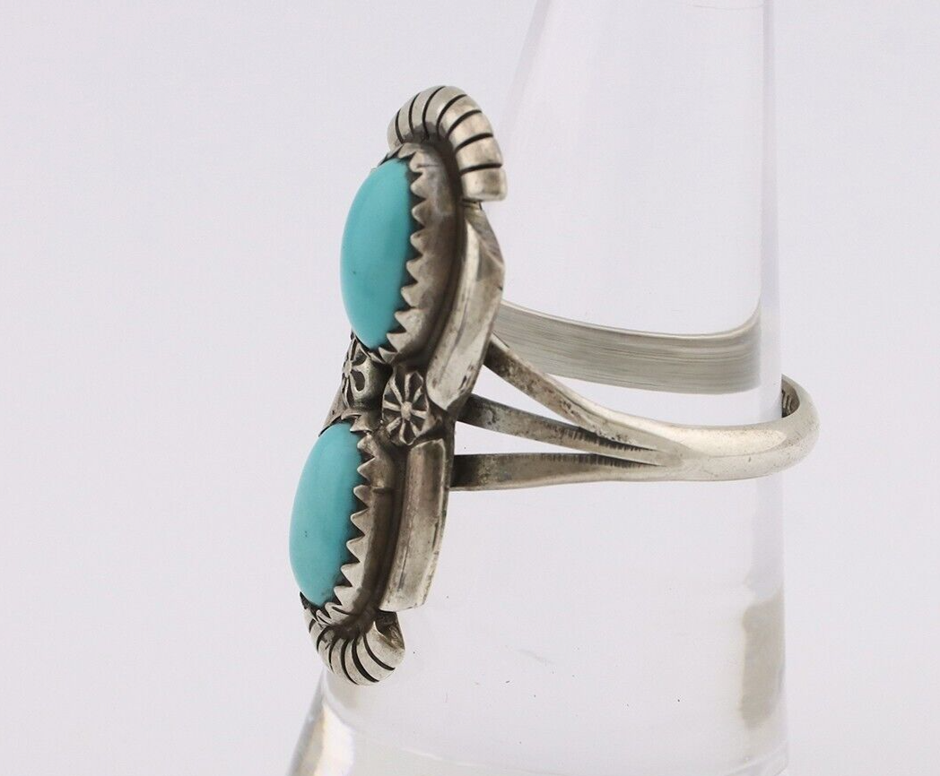Navajo Ring 925 Silver Natural Blue Turquoise Native American Artist C.80's