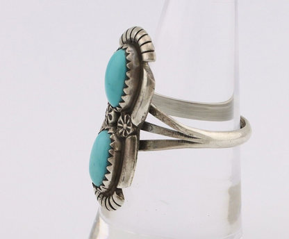 Navajo Ring 925 Silver Natural Blue Turquoise Native American Artist C.80's
