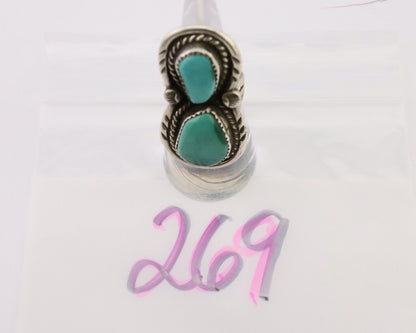 Navajo Handmade Ring 925 Silver Natural Tuquoise Artist Signed Rose C.80's