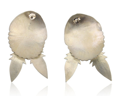 Navajo Handmade Earrings 925 Silver Onyx Native American Artist C.80's