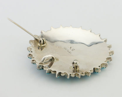 Navajo Pin Pendant 925 Silver Blue Turquoise Signed Benson Yazzie C.80's