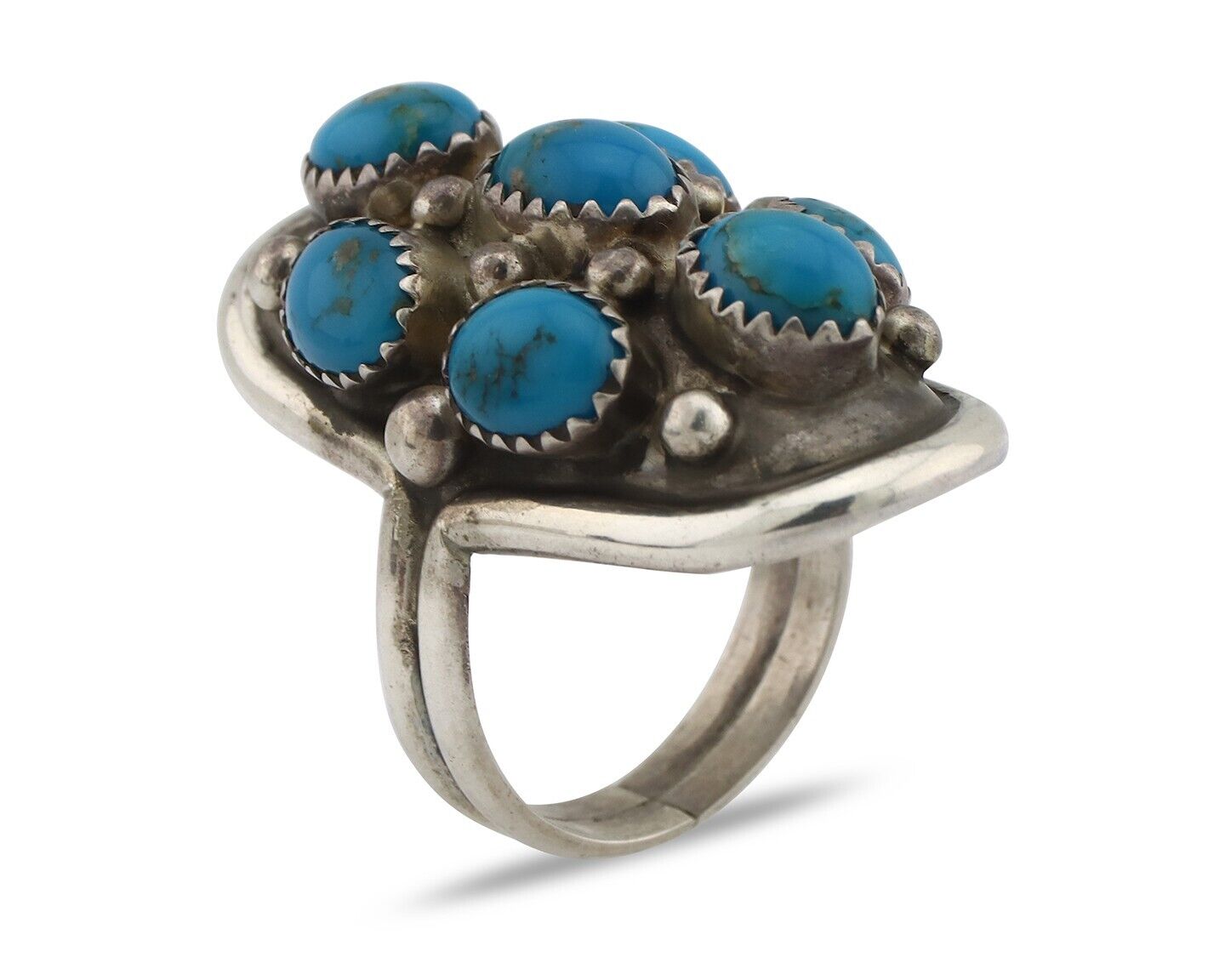 Navajo Ring 925 Silver Arizona Turquoise Artist Signed BM C.80's