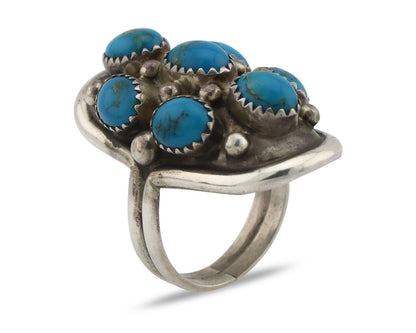 Navajo Ring 925 Silver Arizona Turquoise Artist Signed BM C.80's