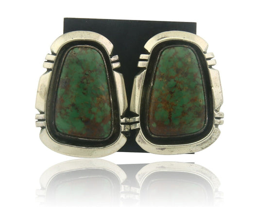 Navajo Earrings 925 Silver Natural Turquoise Native Artist EL C.80's