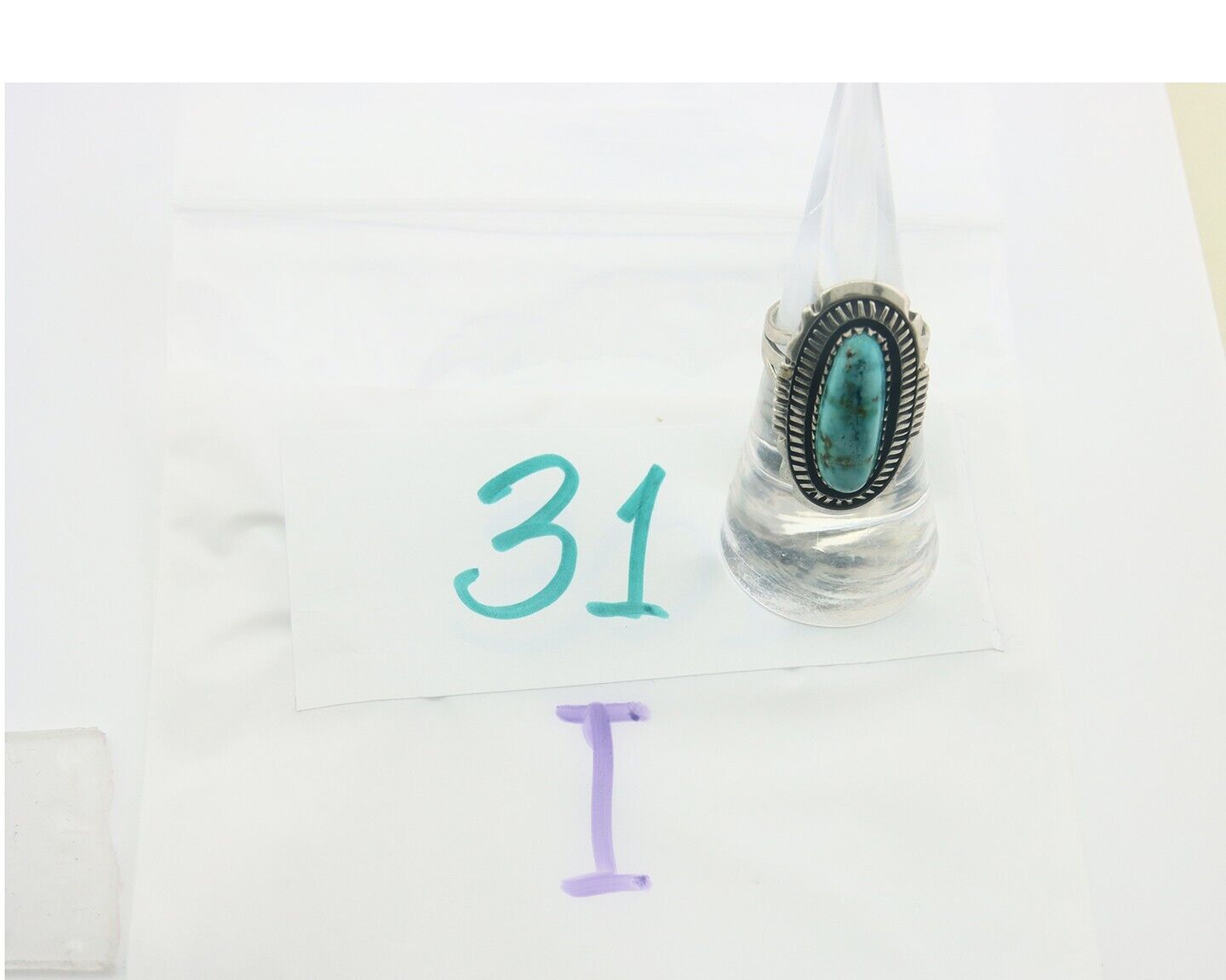 Navajo Ring 925 Sterling Turquoise Handmade Native Artist C.80's Size 6.0