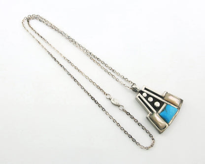 Navajo Necklace Sterling Silver Natural Blue Turquoise Vintage