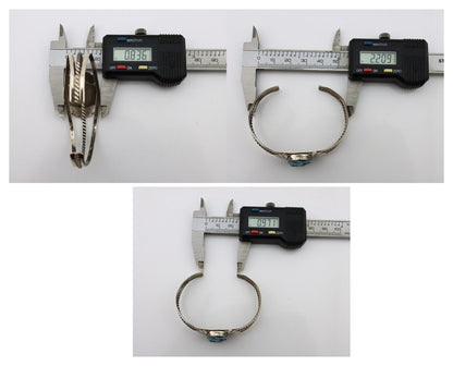 Navajo Bracelet 925 Silver Sleeping Beauty Turquoise Artist Signed LT CHEE C80s