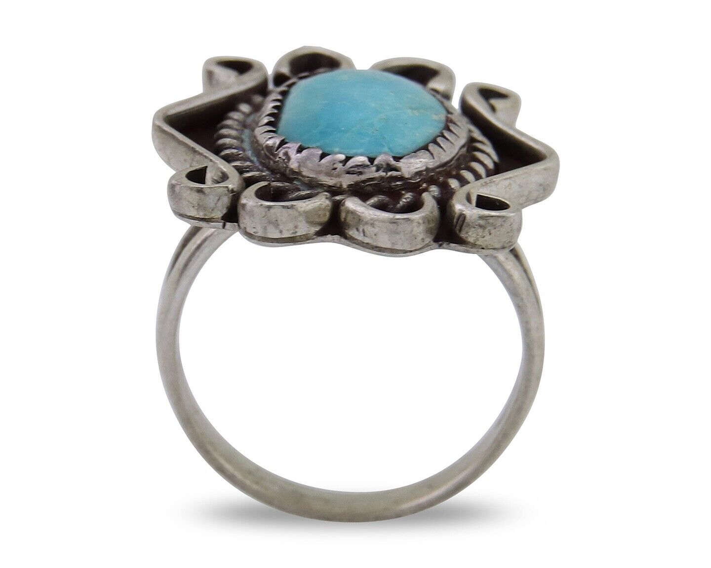 Navajo Handmade Ring 925 Silver Natural Mined Turquoise Artist C.80's