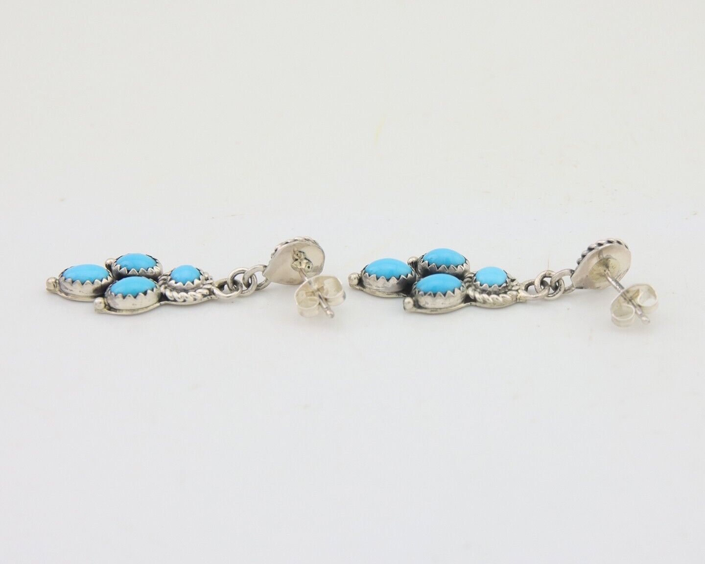 Navajo Paw Earrings 925 Silver Blue Turquoise Native American Artist C.80's