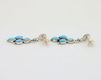 Navajo Paw Earrings 925 Silver Blue Turquoise Native American Artist C.80's