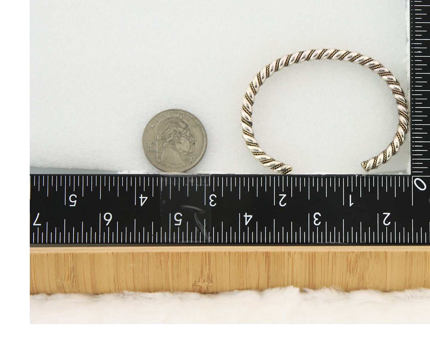 Navajo Twist Bracelet Sterling Silver Gold Authentic Vintage Native Artist 5mm