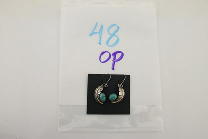 Navajo Dangle Earrings 925 Silver Natural Blue Turquoise Native Artist C.80's