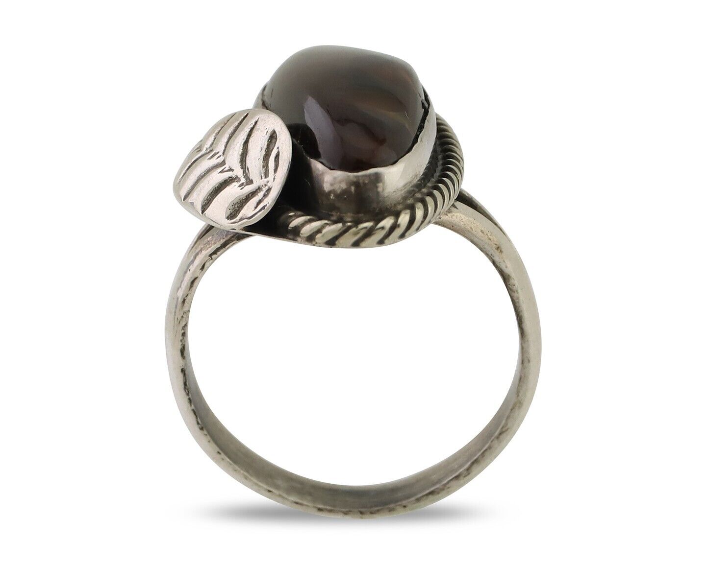 Navajo Handmade Ring 925 Silver Natural Fire Opal Native Artist Size 5.25 C.80's