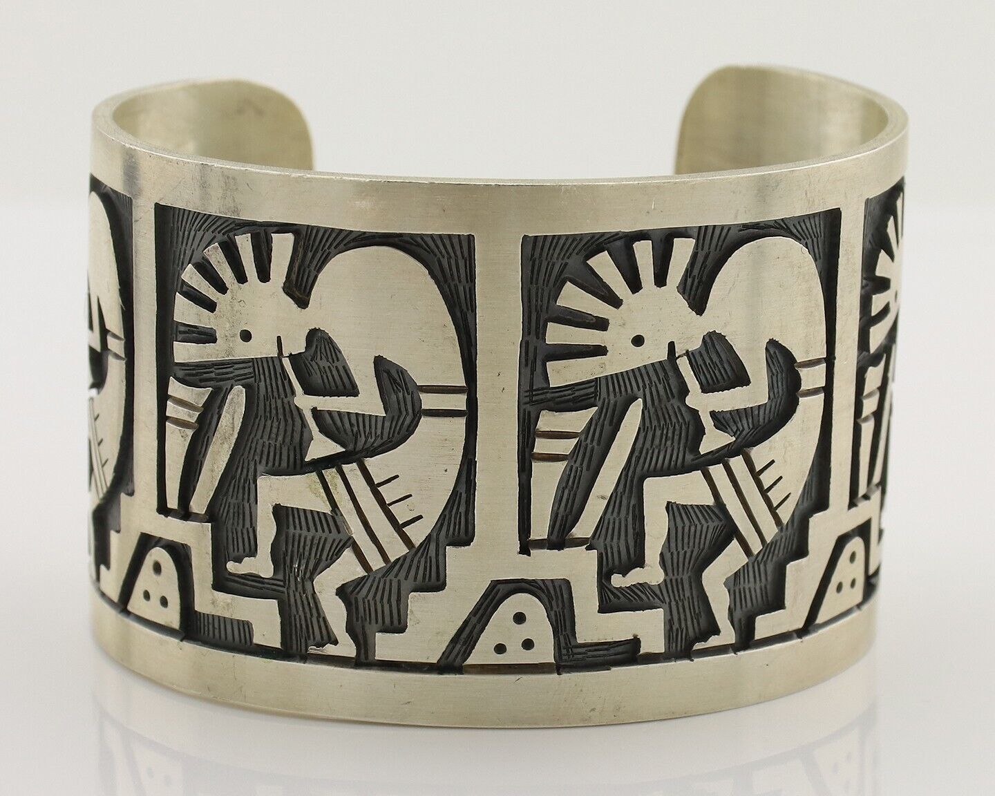 Navajo Kokopelli Bracelet 925 Silver Native American Artist Handmade C.80's