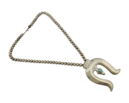 Navajo Sand Cast Necklace 925 Silver Turquoise Native American Artist C.80's