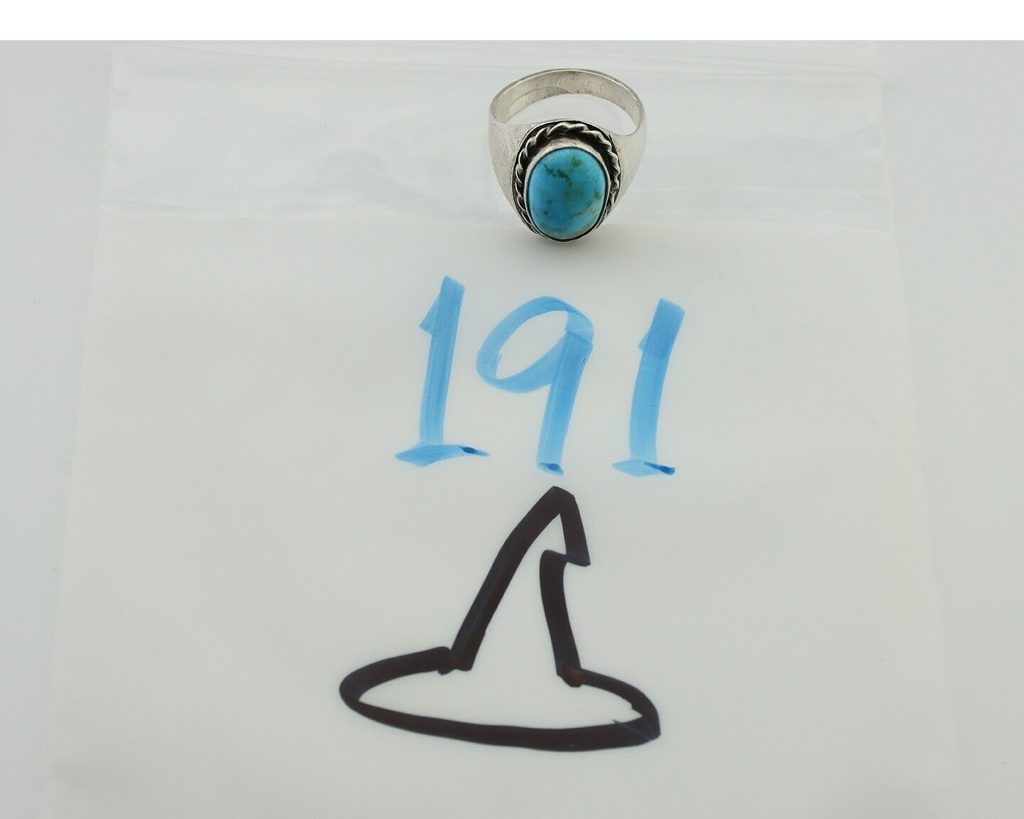 Navajo Ring 925 Silver Sleeping Beauty Turquoise Native Artist C.80's