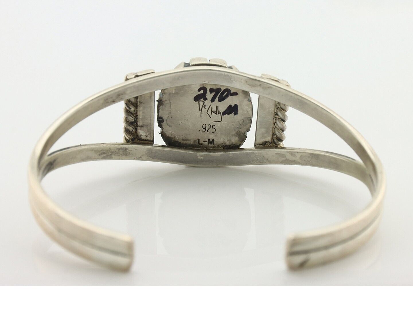 Navajo Bracelet 925 Silver Spiderweb Turquoise Artist Signed De Chelly C.80's