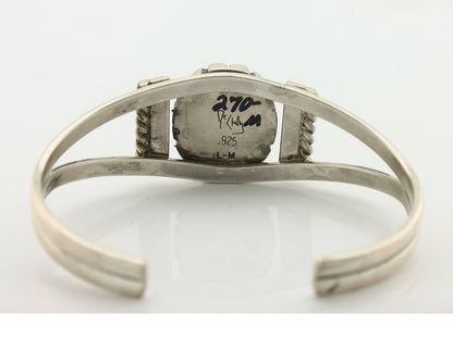Navajo Bracelet 925 Silver Spiderweb Turquoise Artist Signed De Chelly C.80's