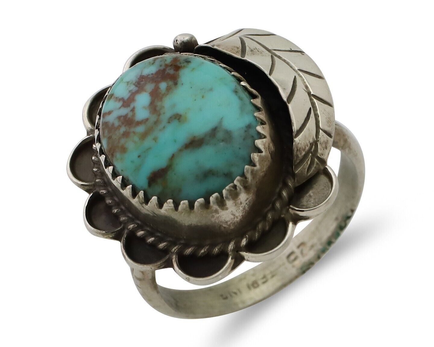 Navajo Handmade Ring 925 Silver Kingman Turquoise Native American Artist C.80's