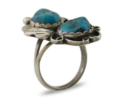 Navajo Ring 925 Silver Blue Turquoise Artist Signed Zazzie C.80's