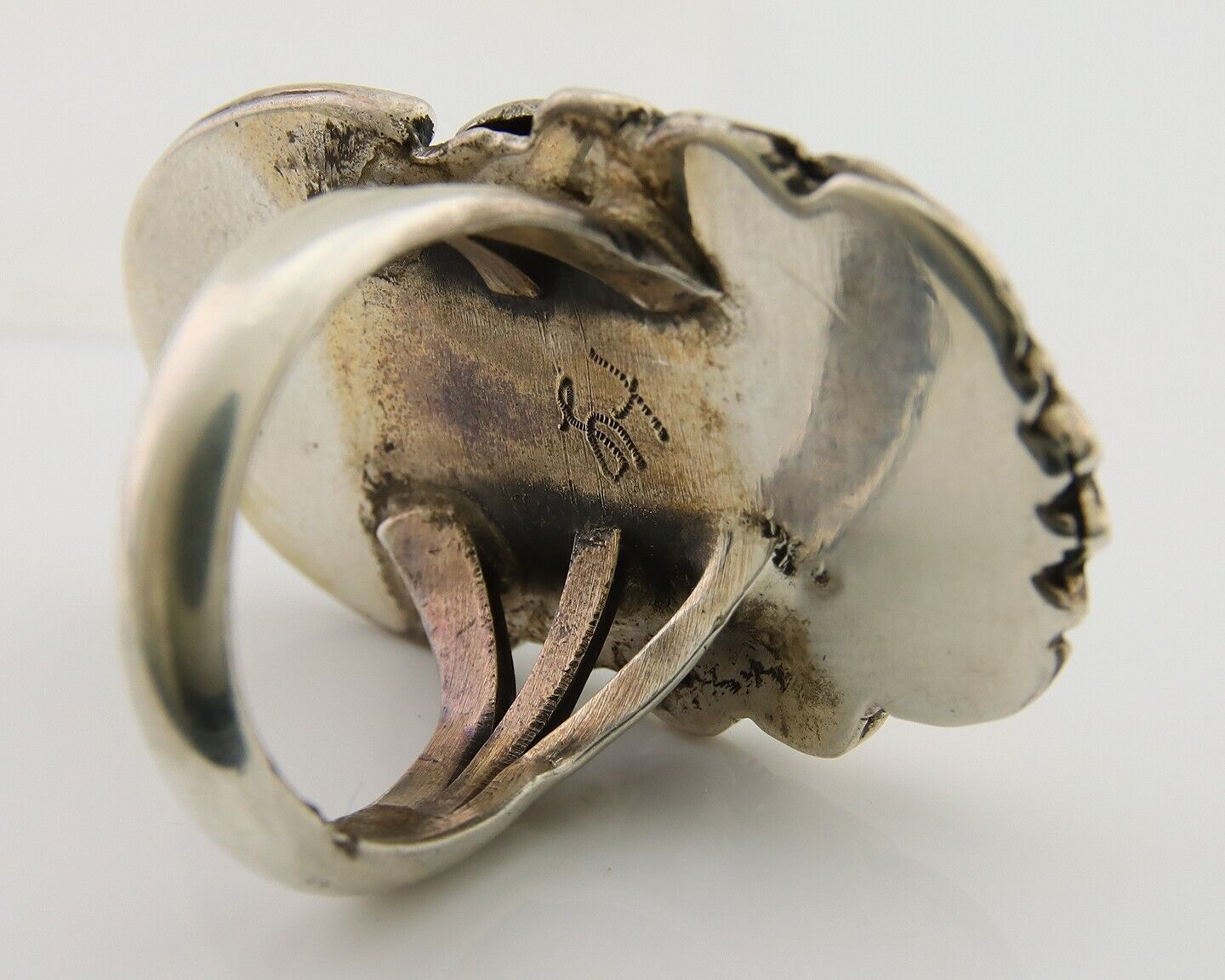 Navajo Ring 925 Sterling Silver Natural Turquoise Artist Signed LT C.80's