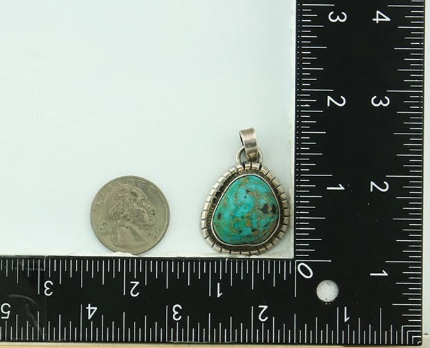 Navajo Pendant 925 Sterling Silver Natural Turquoise Handmade Vintage Artist