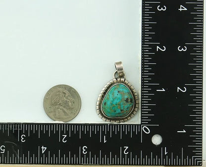 Navajo Pendant 925 Sterling Silver Natural Turquoise Handmade Vintage Artist
