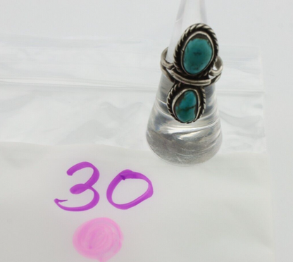 Navajo Ring 925 Silver Natural Blue Turquoise Native American Artist C.80's