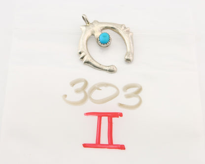 Navajo 925 Silver Naja Sand Cast Turquoise Handmade Native American Artist C.80s