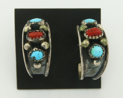 Navajo Earrings 925 Silver Natural Gemstone Native American Artist C.80's