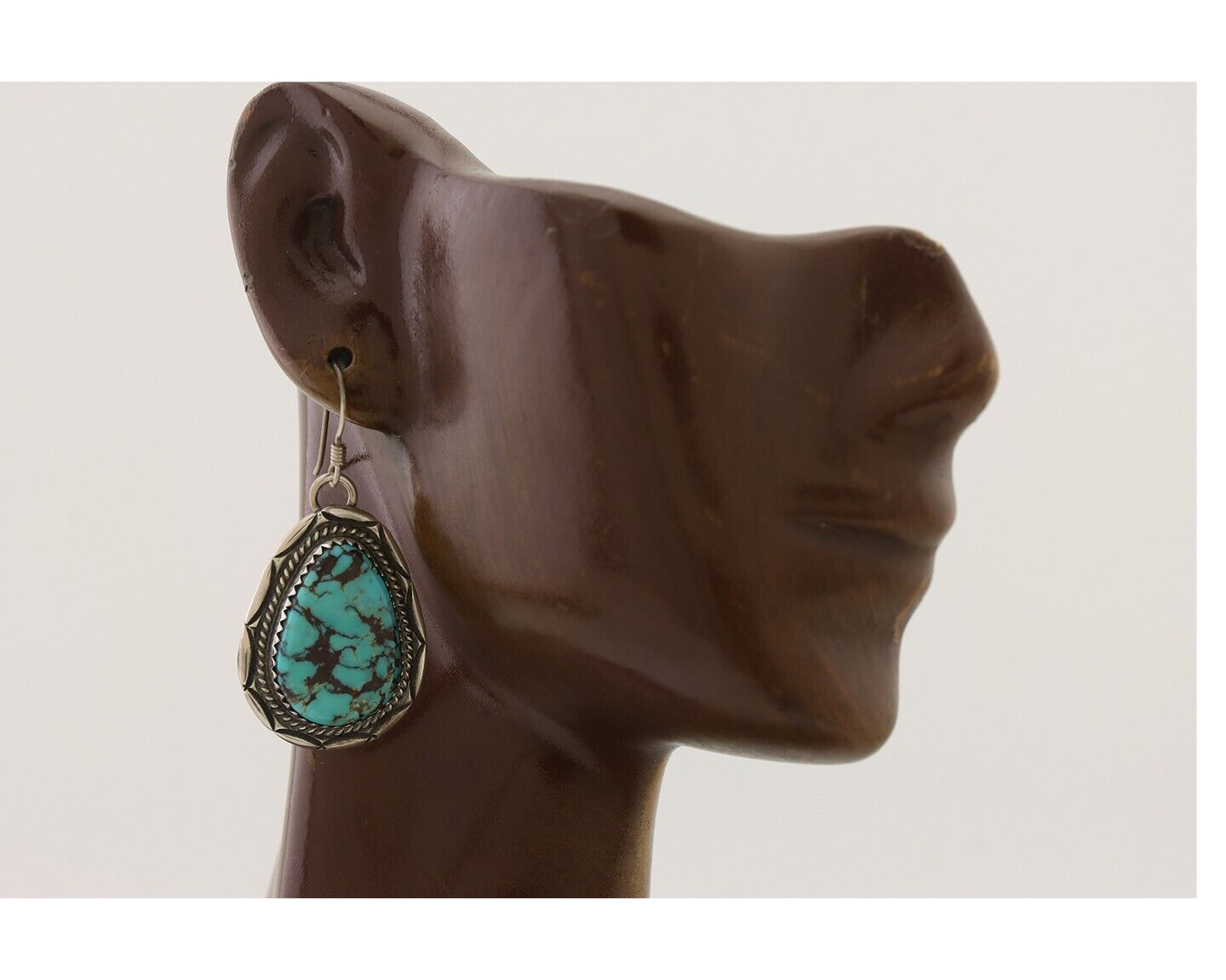 Navajo Dangle Earrings 925 Silver Whole Blue Turquoise Signed Begay C.80's