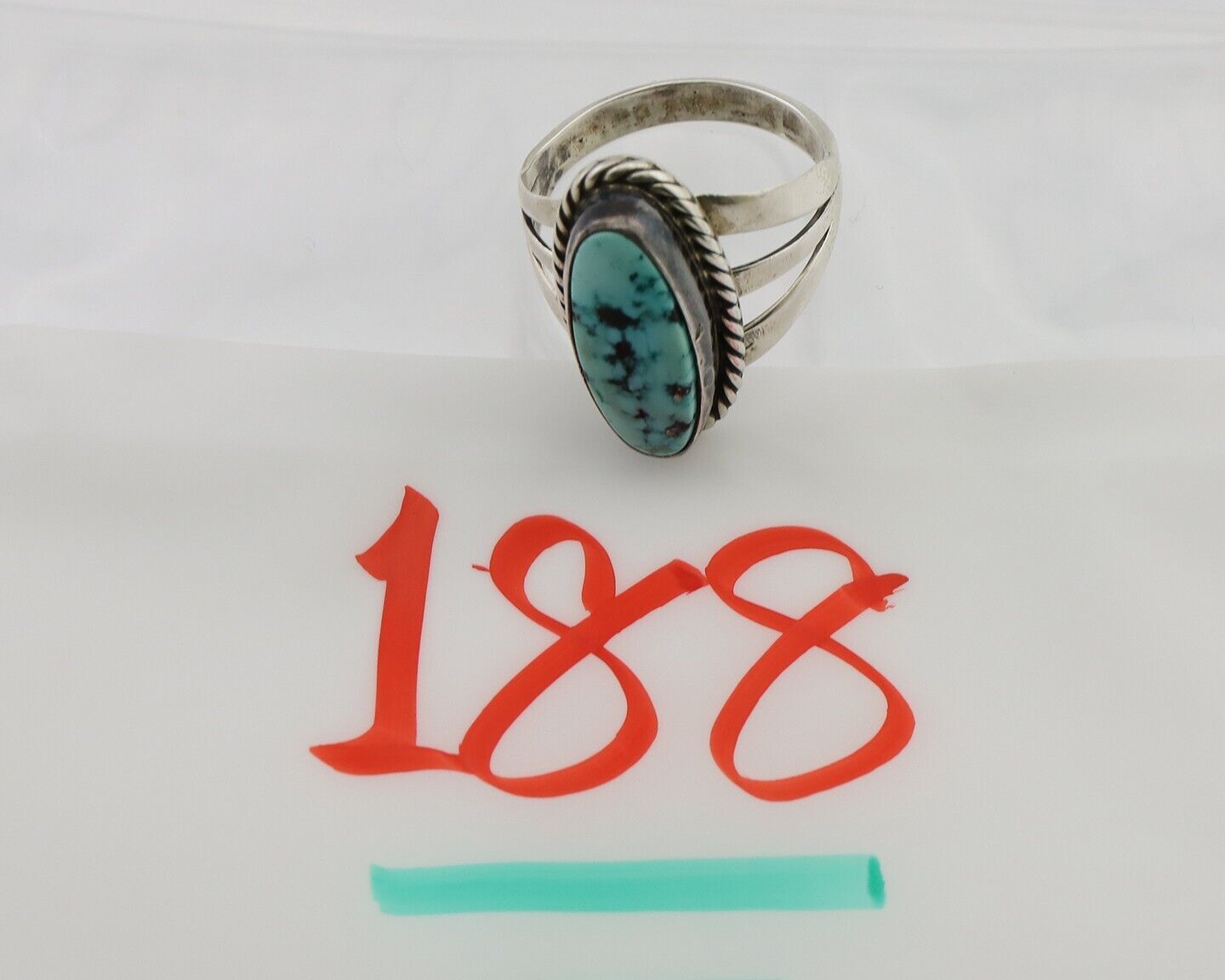 Navajo Ring 925 Silver Natural Turquoise Native American Artist C.80's