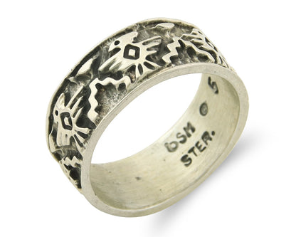 Navajo Band Ring Sterling Silver Vintage Authentic Signed BSM Size 5.0