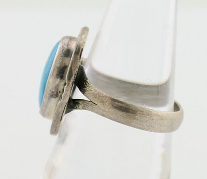 Navajo Handmade Ring 925 Silver Blue Turquoise Artist Signed RL C.80's