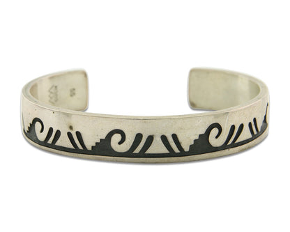 Vintage Hopi Bracelet 925 Silver Signed CUCH & Mountains Authentic Traditional