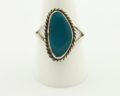 Navajo Ring 925 Silver Natural Turquoise Artist Signed Rabbit Stick C.80's