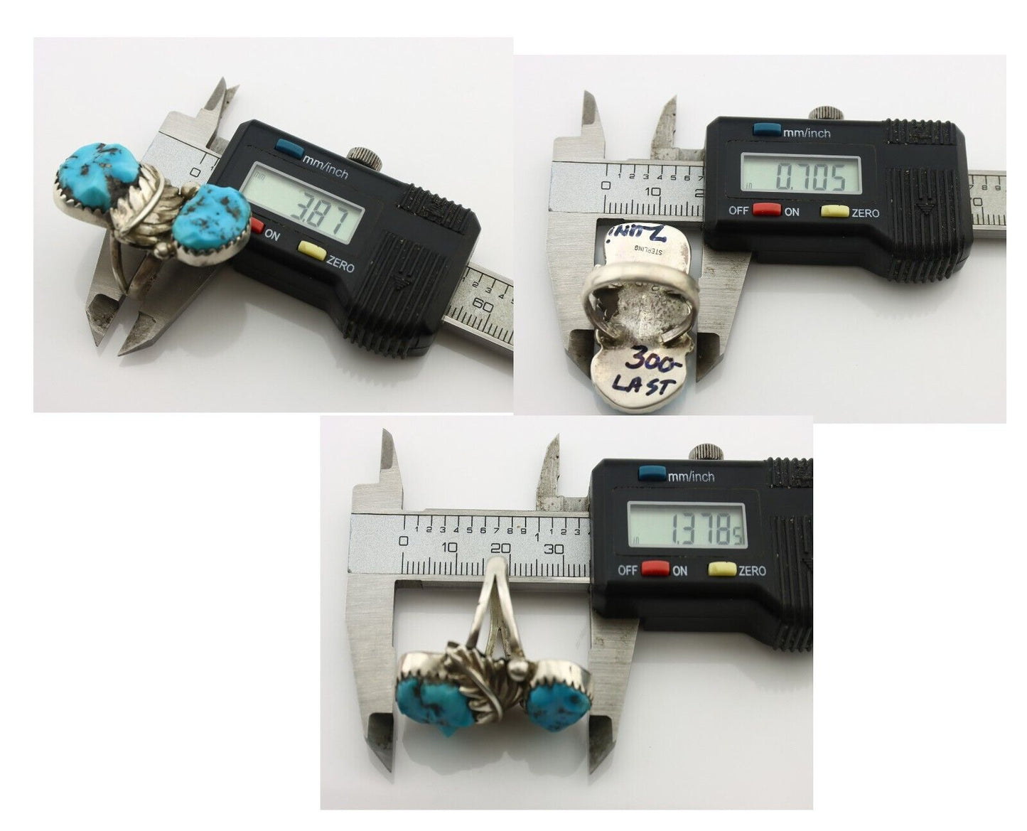 Zuni Ring 925 Silver Sleeping Beauty Turquoise Artist Signed SC C.80's