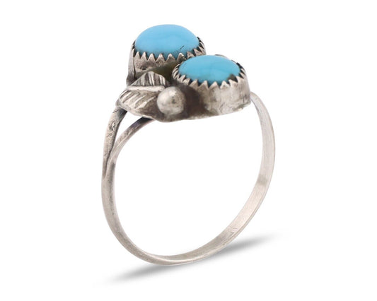 Navajo Ring 925 Silver Sleeping Beauty Turquoise Native American Artist C.80's