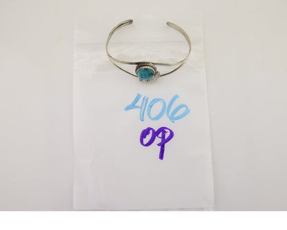 Navajo Hand Stamped Cuff Bracelet Turquoise 925 Silver Native American Artist