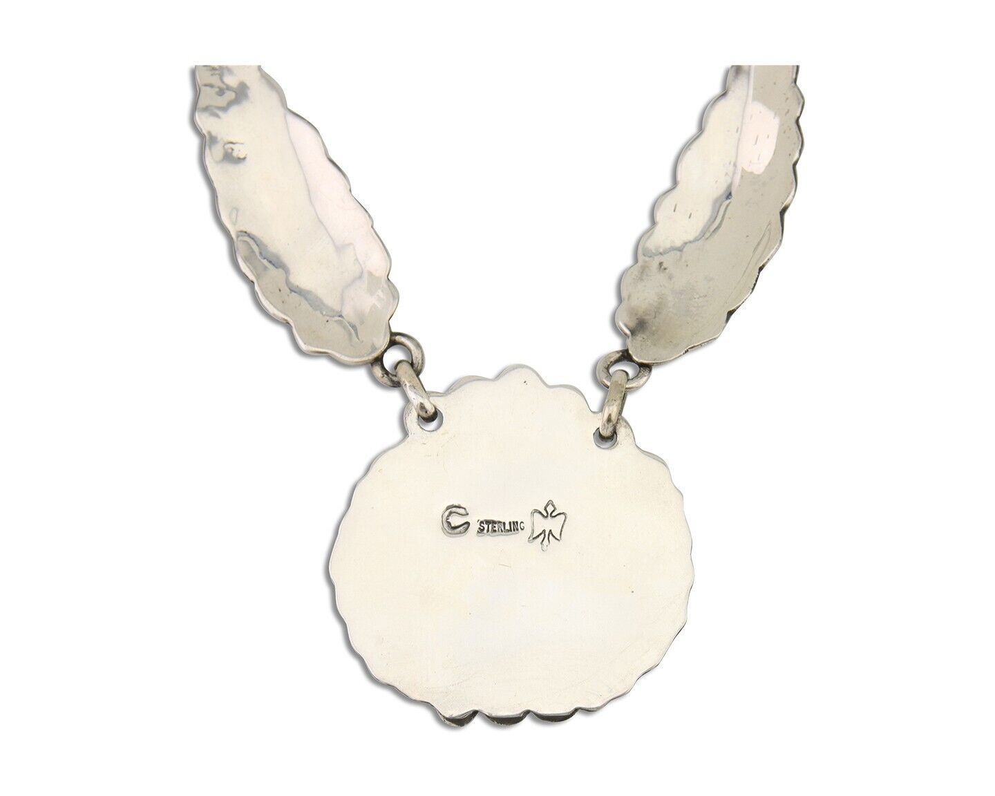 Navajo Necklace 925 Silver Natural Turquoise Artist Signed C Montoya C.80's