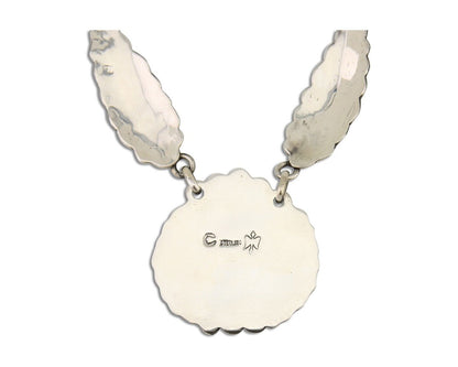 Navajo Necklace 925 Silver Natural Turquoise Artist Signed C Montoya C.80's