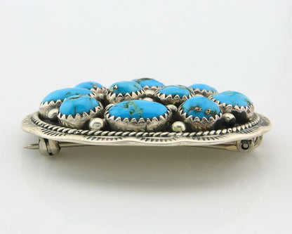 Navajo Handmade Pin Sterling Silver Turquoise Vintage Native Artist