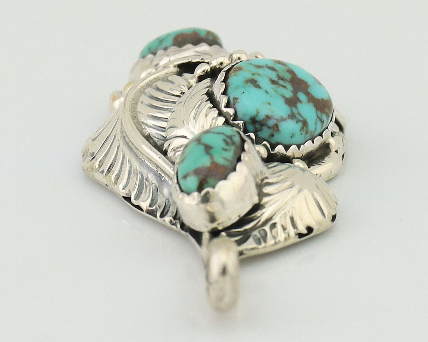 Navajo Pendant 925 Silver Natural Bisbee Turquoise Signed Tom Willeto C.80's